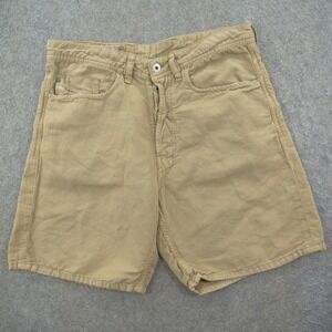 Diesel Shorts Mens 30 Beige Chinos Flat Front Mid Rise 8" Linen Chambray